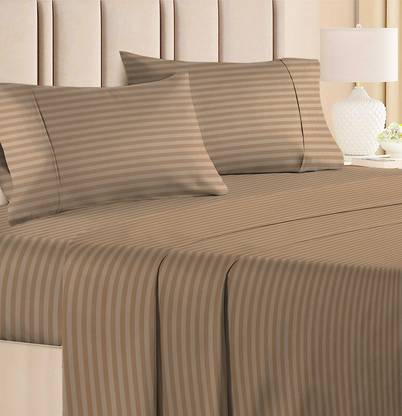 VAS COLLECTIONS 220 TC Cotton Double Striped Flat Bedsheet