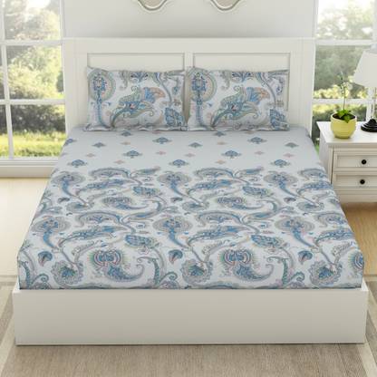 SPACES 144 TC Cotton Double Printed Flat Bedsheet