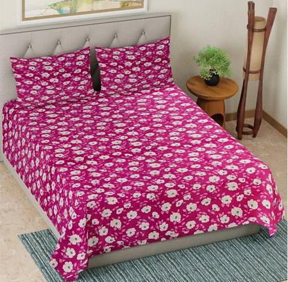 CARLTON LONDON Cotton Queen Flat 104 TC Geometric Bedsheet