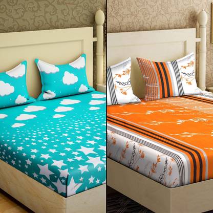 IWS 144 TC Microfiber Double, Double Printed Flat Bedsheet