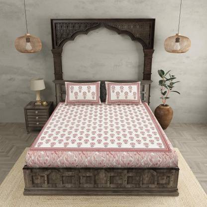 JAIPUR FABRIC Cotton Double Flat 140 TC Printed Bedsheet