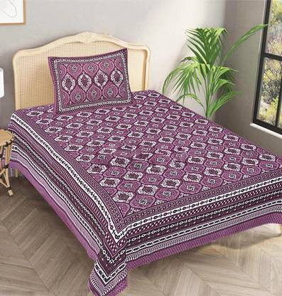 Leo Creation Cotton Single Flat 144 TC Jaipuri Prints Bedsheet