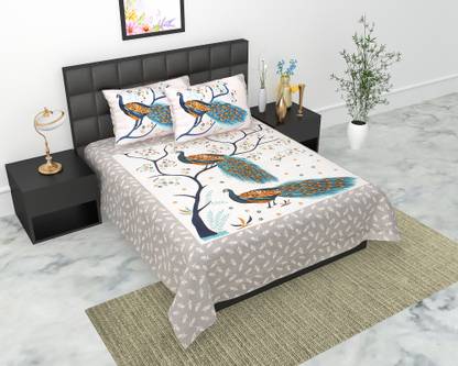 Sugun Cotton Double Flat 104 TC Jaipuri Prints Bedsheet