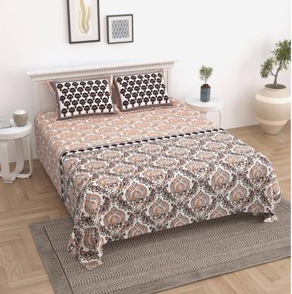 SPARSH 140 TC Cotton Double Jaipuri Prints Flat Bedsheet