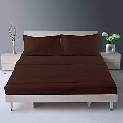 Cott Linen Cotton Single Flat 600 TC Solid Bedsheet