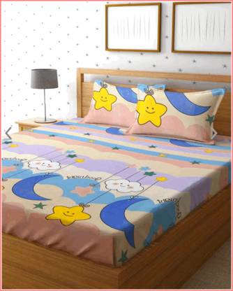 The Divine Cotton Super King Fitted (Elastic) 500 TC Printed Bedsheet