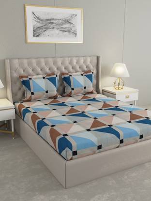 Raymond Home Microfiber Double Flat 100 TC Geometric Bedsheet