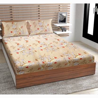 METRO LIVING 160 TC Microfiber Double Self Design Flat Bedsheet