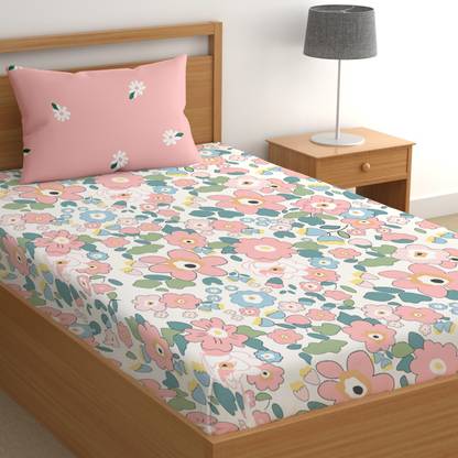 CG Homes 180 TC Cotton Single Printed Flat Bedsheet