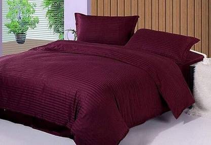 MR. MAJOKA Satin Double Flat 210 TC Striped Bedsheet