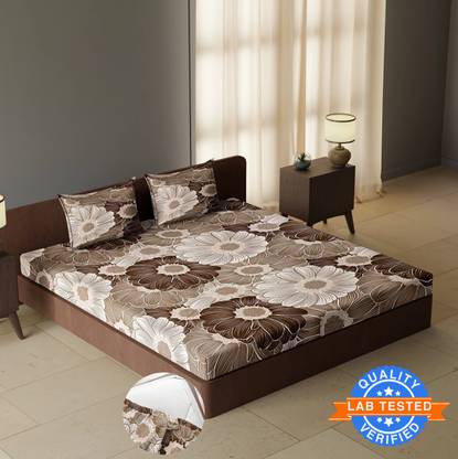 CARLTON LONDON 144 TC Polyester Double Floral Fitted (Elastic) Bedsheet