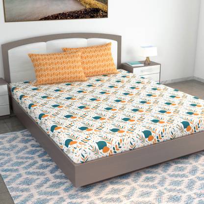Divine Casa 144 TC Cotton King Floral Flat Bedsheet