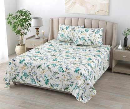 CHICERY Cotton Single Flat 210 TC Floral Bedsheet
