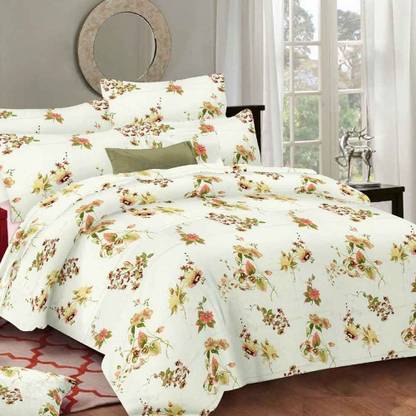 Shri Rama Handloom Cotton Double Flat 160 TC Floral Bedsheet