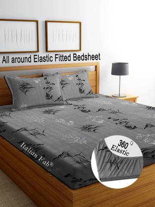 Italian Fab 250 TC Cotton King Floral Fitted (Elastic) Bedsheet