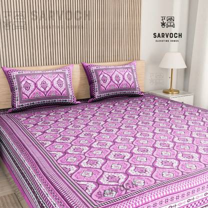 SARVOCH 144 TC Cotton Double Jaipuri Prints Flat Bedsheet