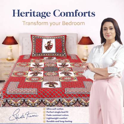 MAGICAL Cotton Single Flat 144 TC Printed Bedsheet