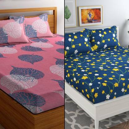 VAS COLLECTIONS 160 TC Cotton Double Printed Flat Bedsheet