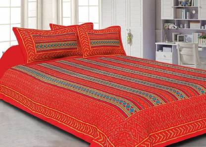 RAJDEVI JAIPUR PRINTS 270 TC Cotton Double, King Embroidered Flat Bedsheet
