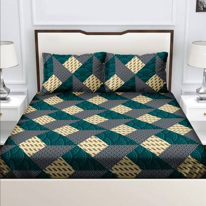 BELLA CASA Cotton Double Flat 150 TC Printed Bedsheet