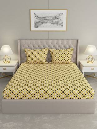 Raymond Home 100 TC Microfiber Double Geometric Flat Bedsheet