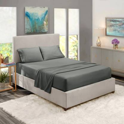 BEVI 300 TC Microfiber Double Solid Flat Bedsheet