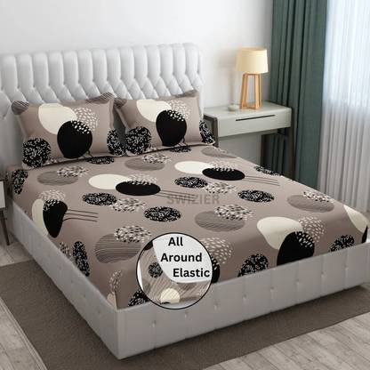 Swizier 250 TC Cotton King, Double Geometric Fitted (Elastic) Bedsheet