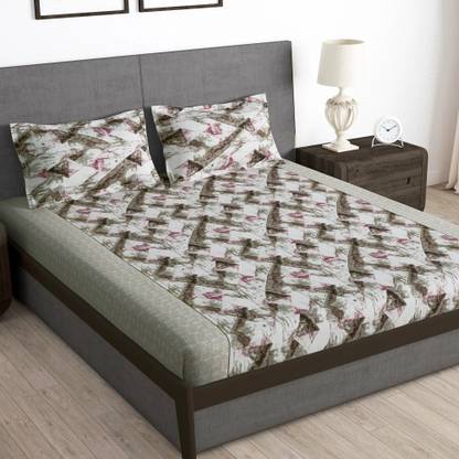 Story@home 180 TC Microfiber Double Printed Flat Bedsheet
