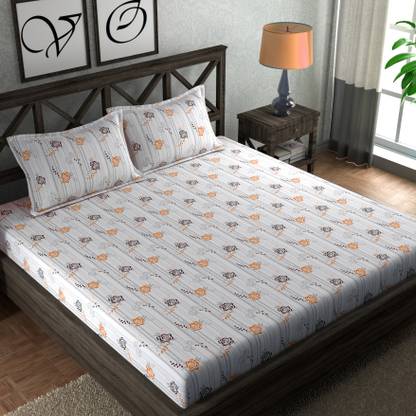 CHHAVI INDIA 210 TC Microfiber Double Printed Flat Bedsheet