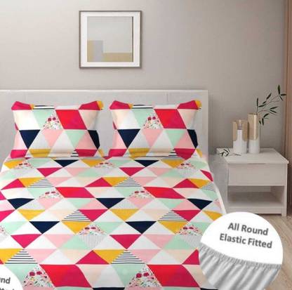 d delazio 220 TC Cotton Double Printed Fitted (Elastic) Bedsheet