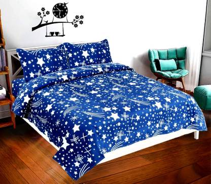COTTON VILLAS 144 TC Microfiber Double Printed Flat Bedsheet