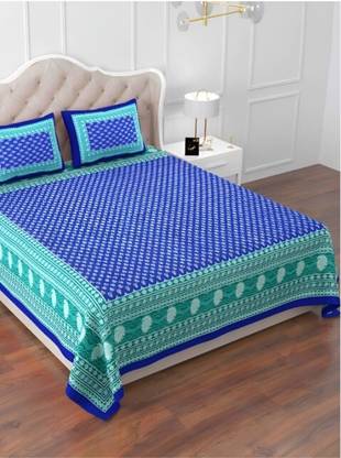 Dhara 144 TC Cotton Double Jaipuri Prints Flat Bedsheet