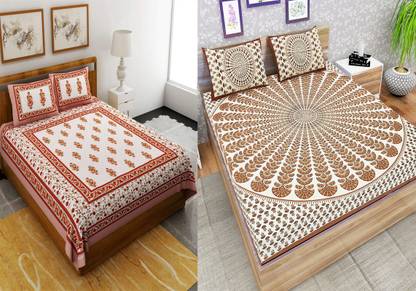 150 TC Cotton Double Jaipuri Prints Bedsheet