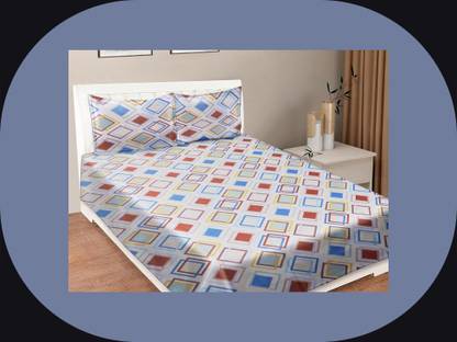 JAMUWAL 180 TC Cotton Double Floral Flat Bedsheet