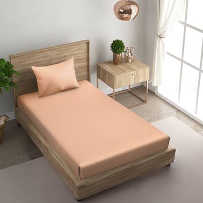NAKSH 210 TC Satin Single Solid Flat Bedsheet