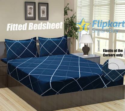 Flipkart SmartBuy 140 TC Microfiber Double Printed Fitted (Elastic) Bedsheet