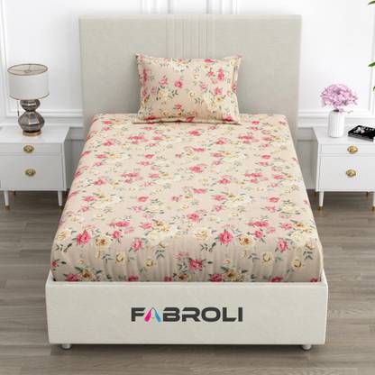 Fabroli 300 TC Cotton Single Printed Flat Bedsheet