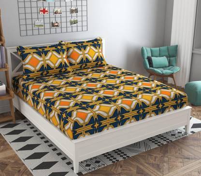 Flipkart SmartBuy 140 TC Microfiber Double Abstract Fitted (Elastic) Bedsheet