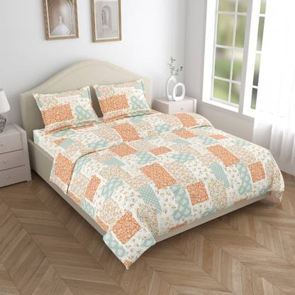 haus & kinder Cotton Double Flat 144 TC Floral Bedsheet