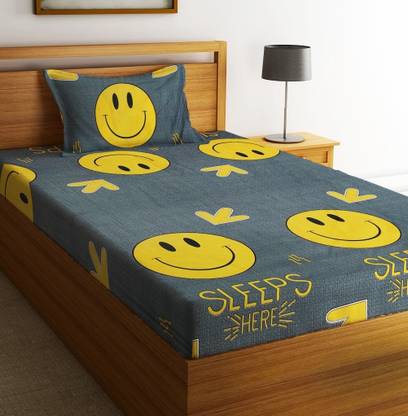 Fashion String 144 TC Microfiber Single Printed Flat Bedsheet