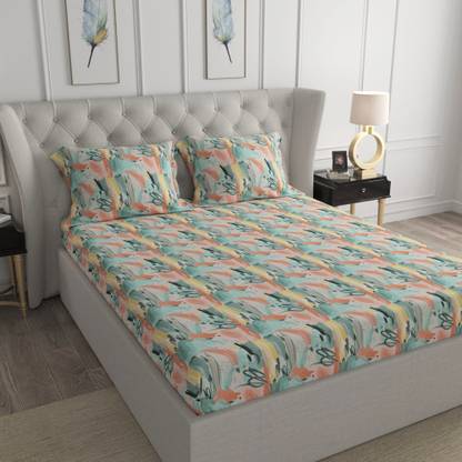 TRIDENT Microfiber Double Flat 120 TC Abstract Bedsheet
