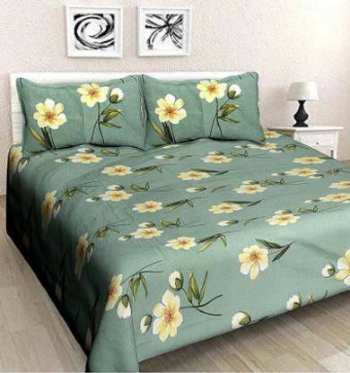 ritromcreation 360 TC Cotton King 3D Printed Flat Bedsheet