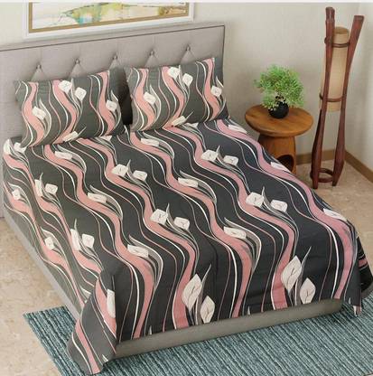 CARLTON LONDON Cotton Queen Flat 144 TC Geometric Bedsheet