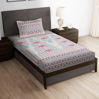 Story@home 180 TC Microfiber Single Printed Flat Bedsheet