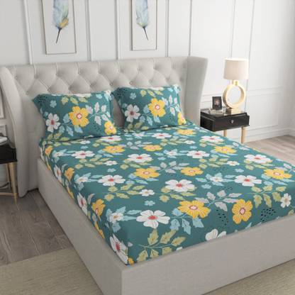 TRIDENT Microfiber Double Flat 120 TC Floral Bedsheet