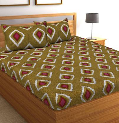 Muskan Creation 120 TC Cotton Queen Printed Flat Bedsheet