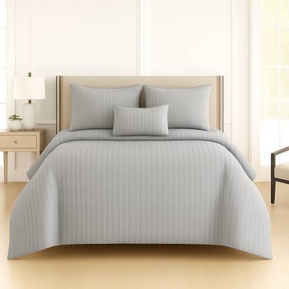 DECOR2ADMIRE Cotton King Flat 300 TC Striped Bedsheet