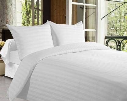 kunal 250 TC Cotton Single Striped Flat Bedsheet