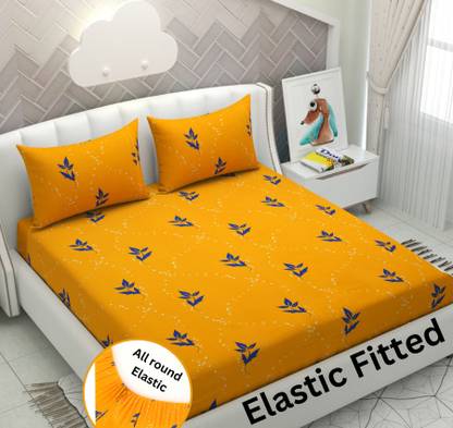 Swizier Cotton King, Double Fitted (Elastic) 200 TC Floral Bedsheet