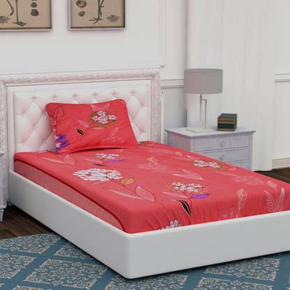 BEVI Microfiber Single Flat 280 TC Floral Bedsheet